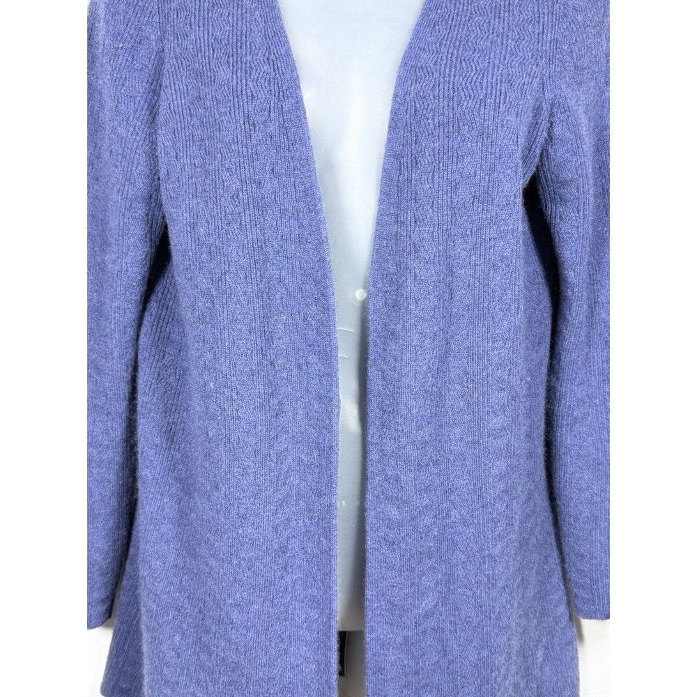 Sutton Studio 100% Cashmere Open Front Cardigan Sweater Blue Medium Luxury - Picture 5 of 9